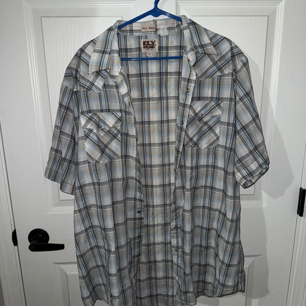 Ely Cattleman Blue and Gray Plaid Shirt